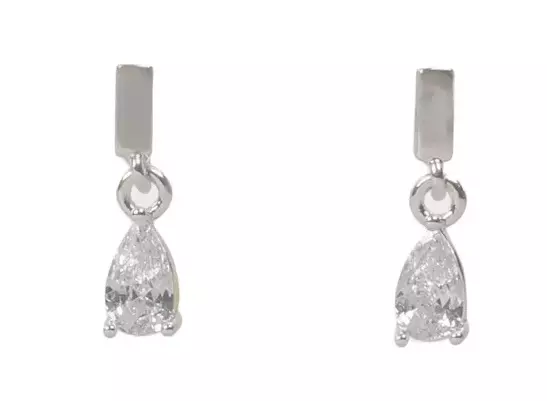 Snö of Sweden Earrings Trinity drop pin silver/clear - Earrings - 141608 - 1