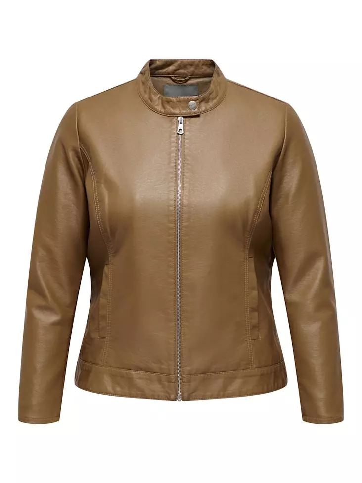 Only Carmakoma faux leather jacket Faux Leather cognac - Women's leather- and pu-jackets - 138898 - 1