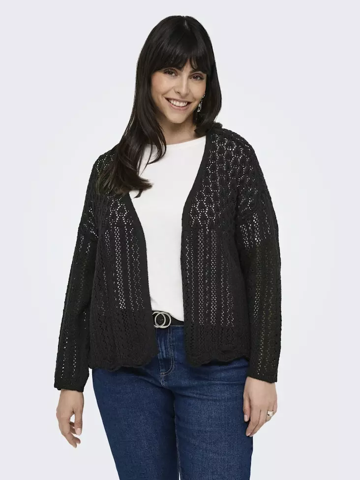 Only Carmakoma Plus Size Lace Cardigan Nola Black - Women's knitwear - 138038 - 1