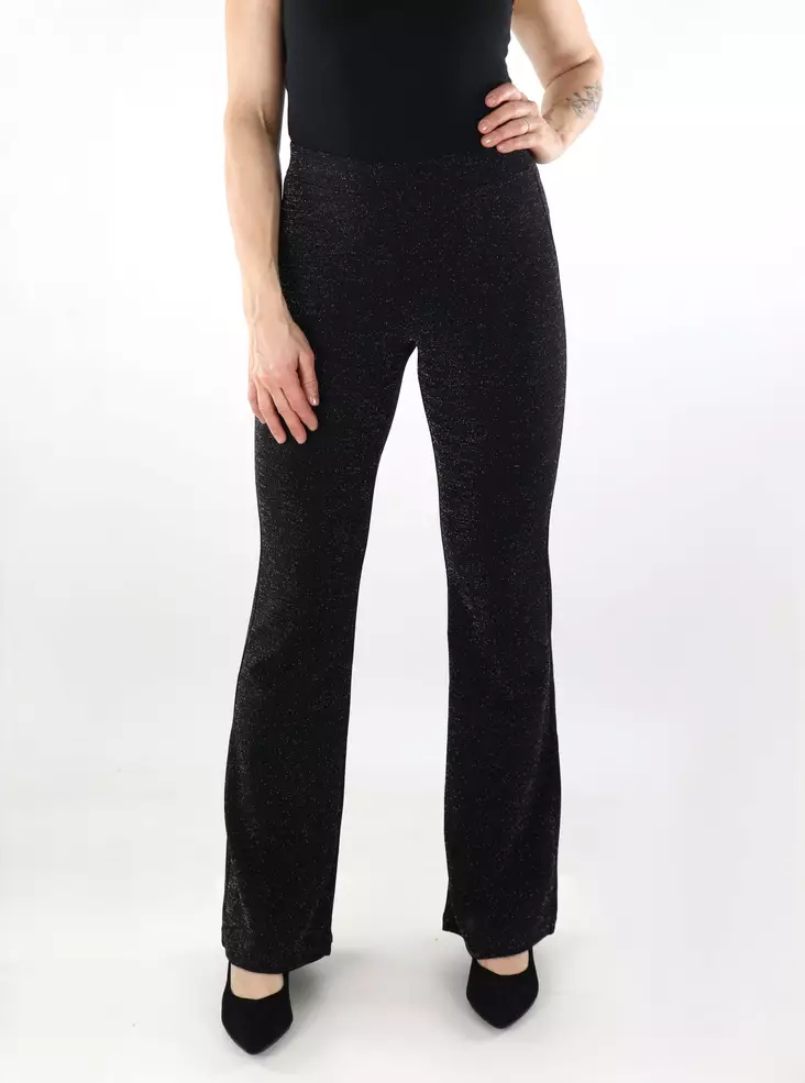 Only women's glitter pants HW Flared black/w. silver - Women's trousers - 137508 - 1