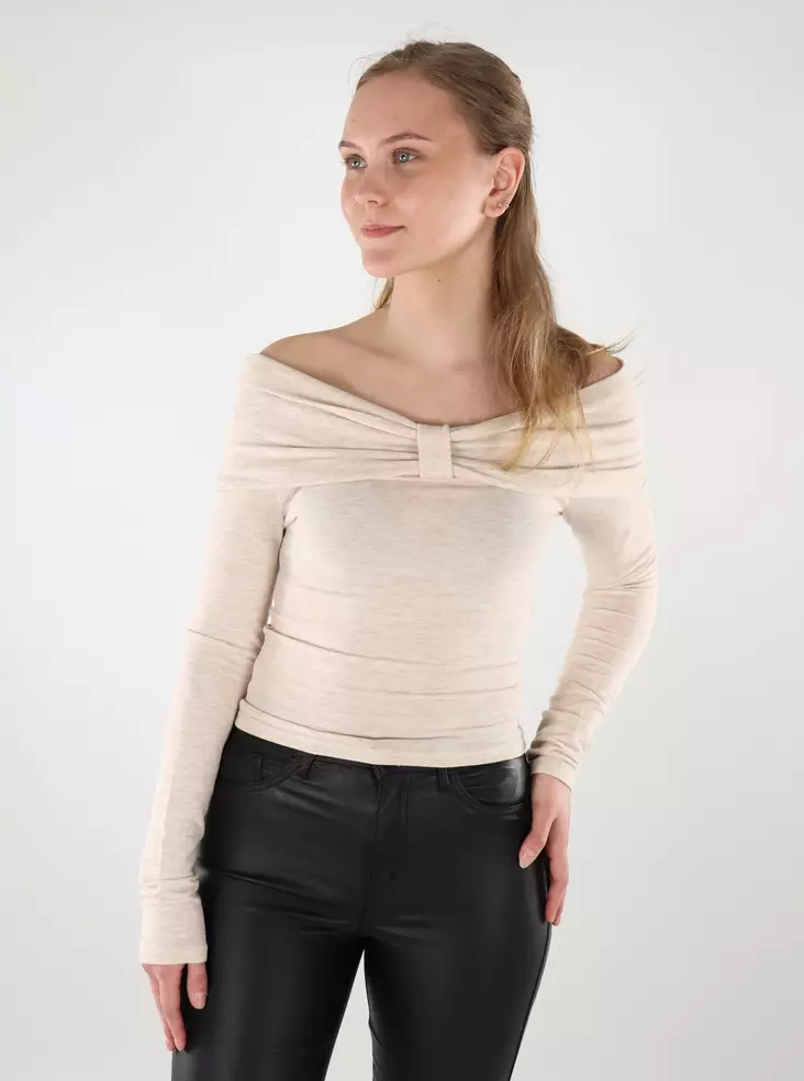 Only women's shirt Off Shoulder oatmeal - Women's long sleeved shirts - 137658 - 1