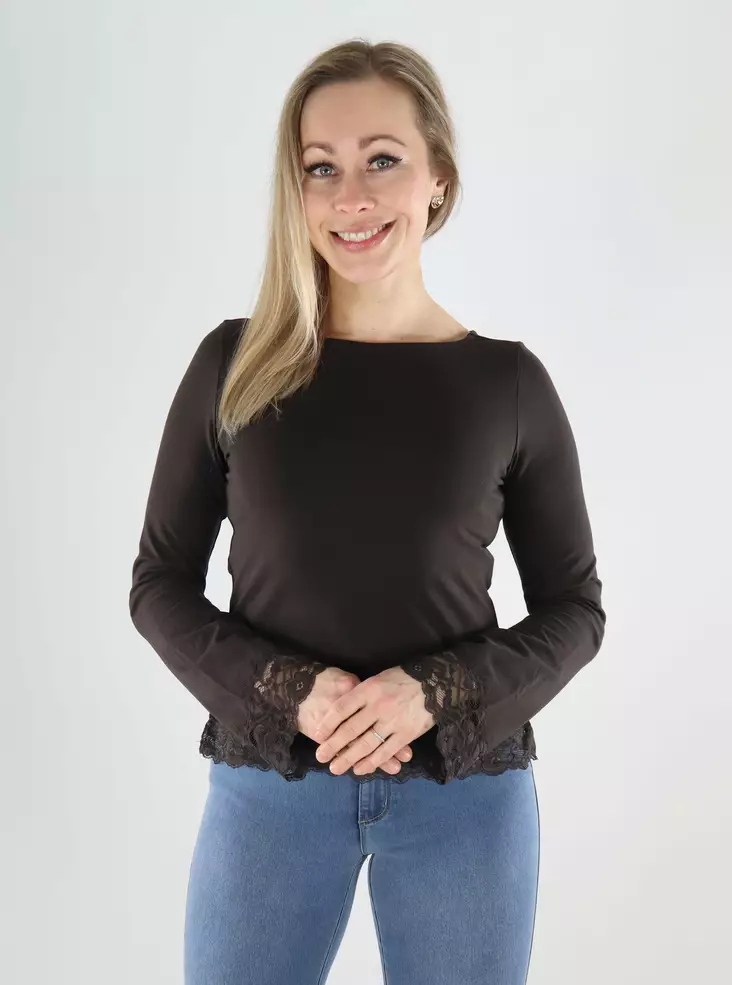 Only women's shirt love chocolatetorte/lace - Women's long sleeved shirts - 140278 - 1