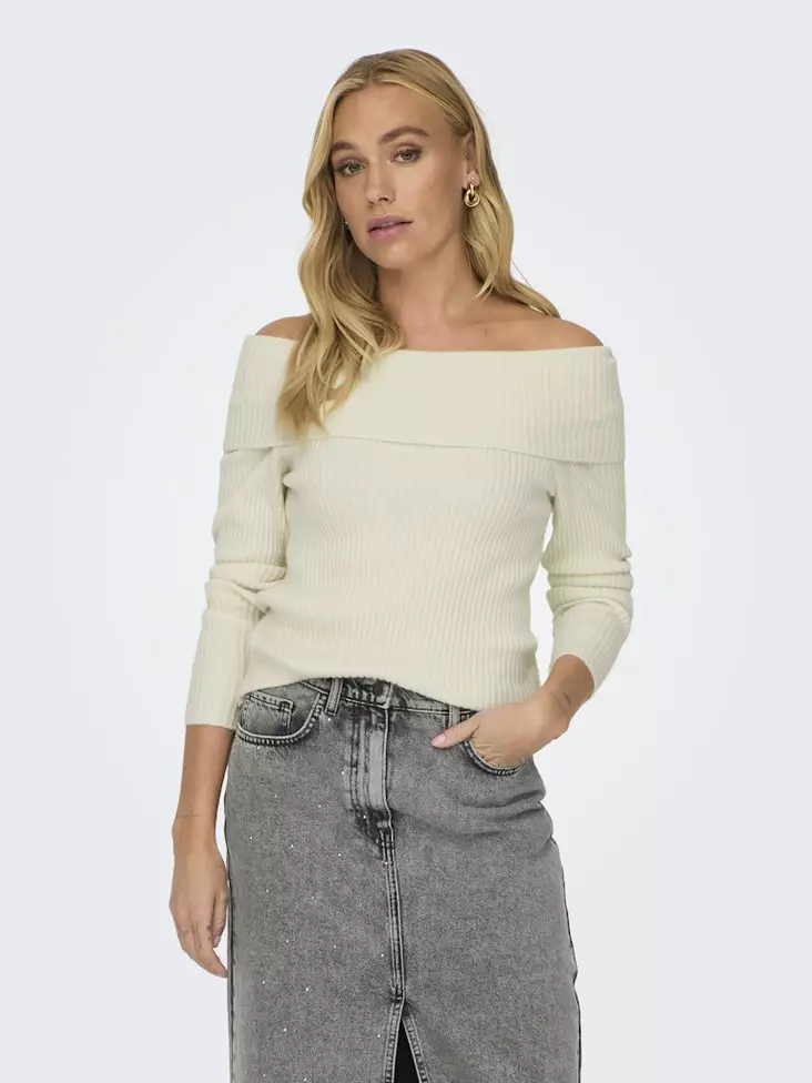 Only off shoulder sweater whitecap gray - Women's knitwear - 137648 - 1
