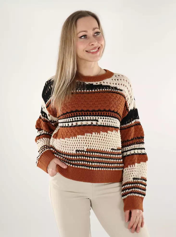 Vila women's sweater O-Neck birch/black/leat - Women's knitwear - 137568 - 1