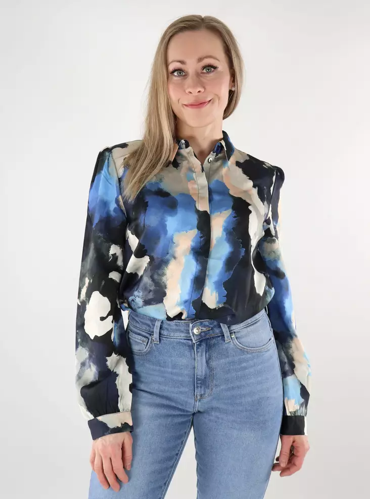 Vila women's satin shirt navy blazer/lake - Women's shirts and blouses - 137678 - 1