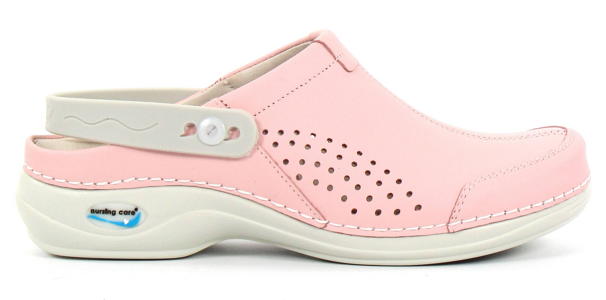 Nursing Care Machine Washable Work Shoes Leather, Light Pink