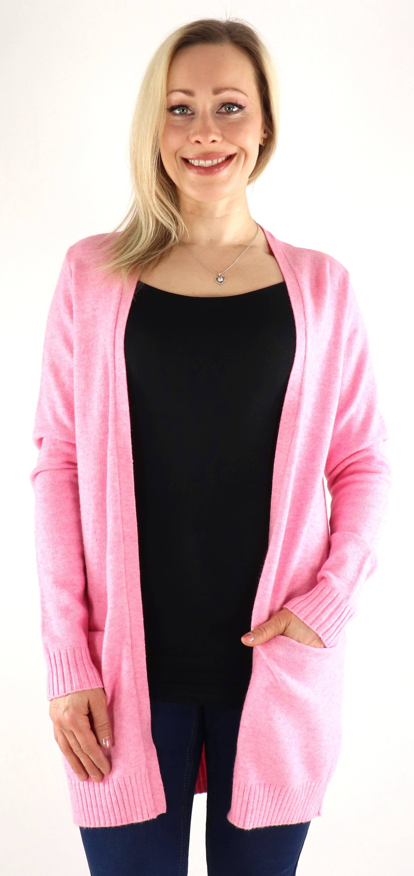 Womin Ril Vila women's elastic Cardigan Ril open begonia pink - Stilettoshop.eu ...