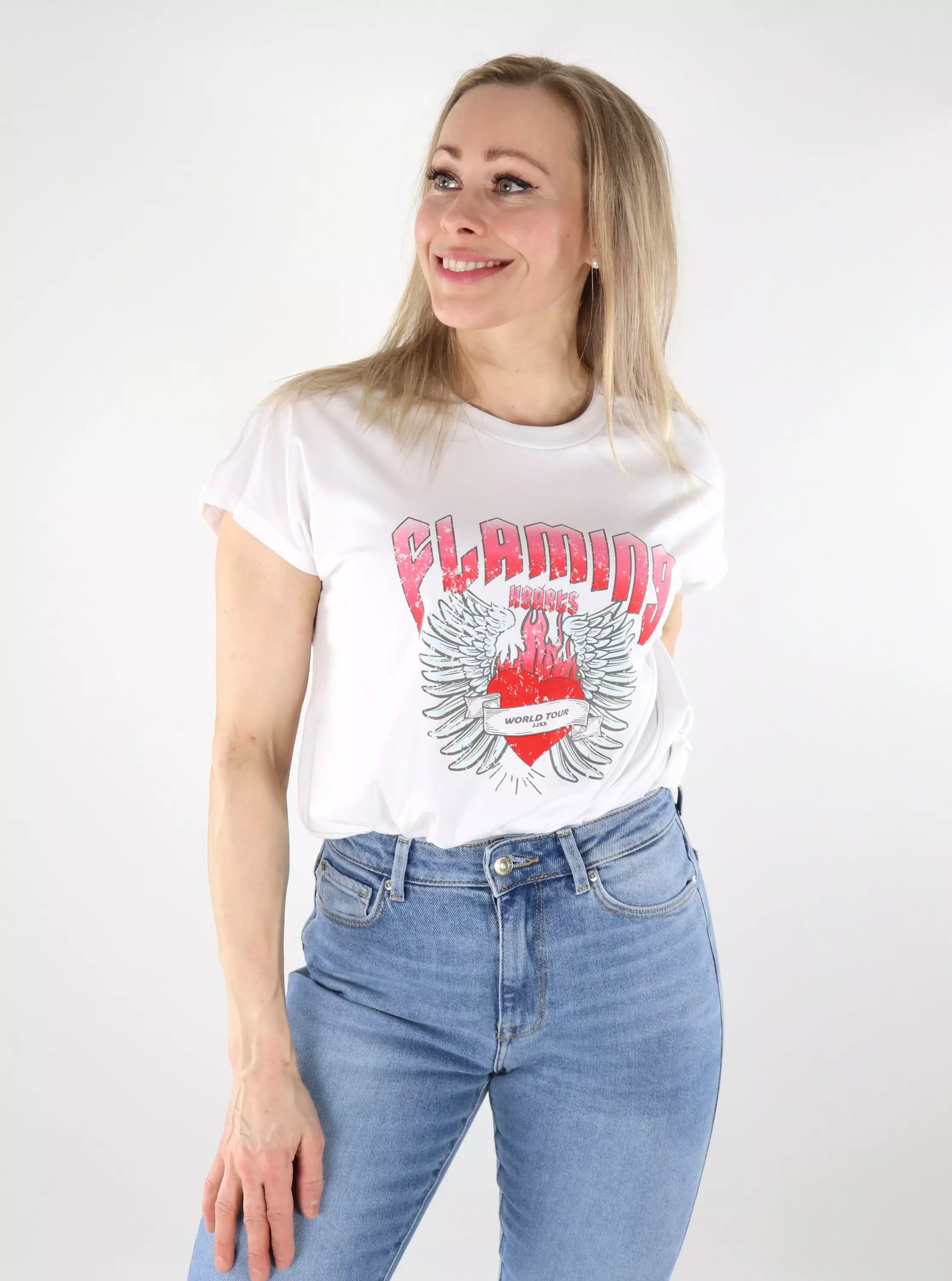 JJXX women's t-shirt Boxy Print white/flaming - Stilettoshop JJXX women's t-shirt Boxy Print white/flaming - Stilettoshop