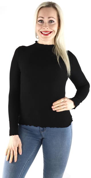 Only Women's Rib shirt high neck, Black - Women's long sleeved shirts - 128259 - 1