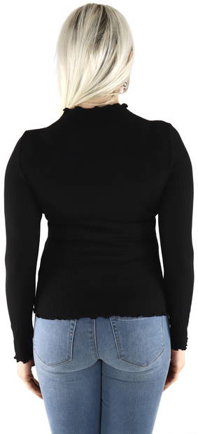 Only Women's Rib shirt high neck, Black - Women's long sleeved shirts - 128259 - 2