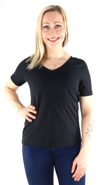 Pieces T-shirt v-neck black - Stilettoshop.eu webstore