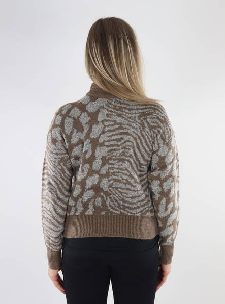 Vero Moda women's animal print sweater brown lentil - Women's knitwear - 134809 - 2