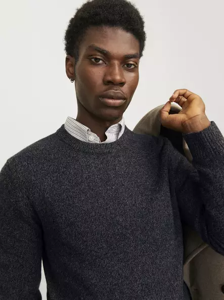 Jack&Jones men's premium sweater Clambswool black beauty - Men's knitwear - 137319 - 2