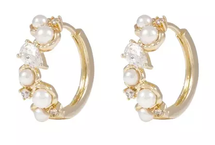 Snö of Sweden Earrings Brittany gold/white - Earrings - 138629 - 1