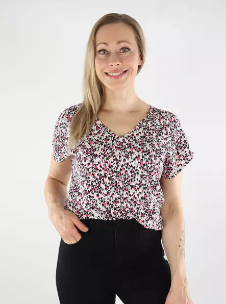 JDY women's patterned t-shirt JDYSTAR cloud dancer/multi dot - Women's T-shirts - 138759 - 1
