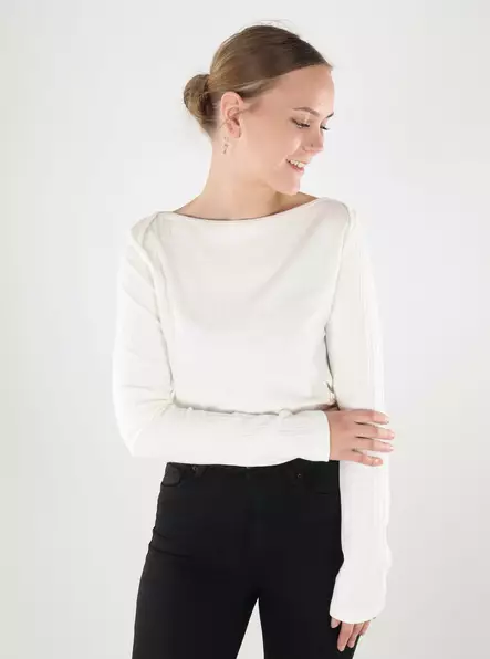 JDY women's shirt Boatneck cloud dancer - Women's long sleeved shirts - 140099 - 1