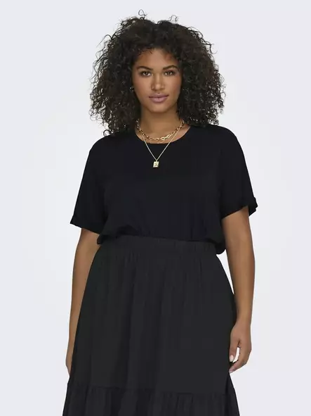 Only Carmakoma Women's Plus Size T-Shirt Moster Fold Up Black - Women's T-shirts - 138019 - 1