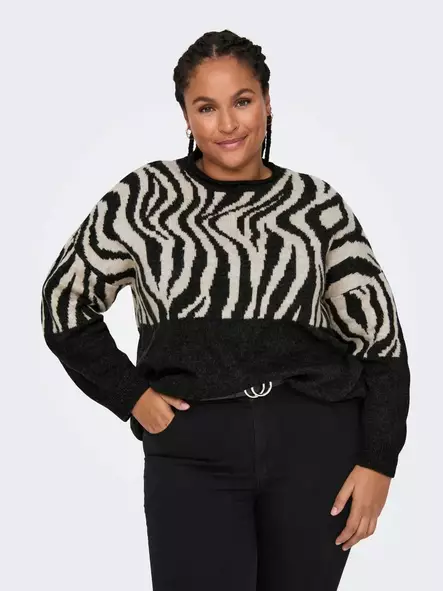 Only Carmakoma plus size sweater Zebra pirate black - Women's knitwear - 136939 - 1