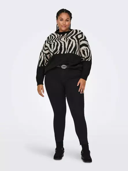 Only Carmakoma plus size sweater Zebra pirate black - Women's knitwear - 136939 - 2