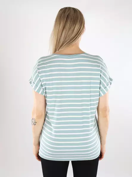 Only women's striped t-shirt ONLMOSTER V-Neck gray mist/cloud dancer - Women's T-shirts - 138339 - 2