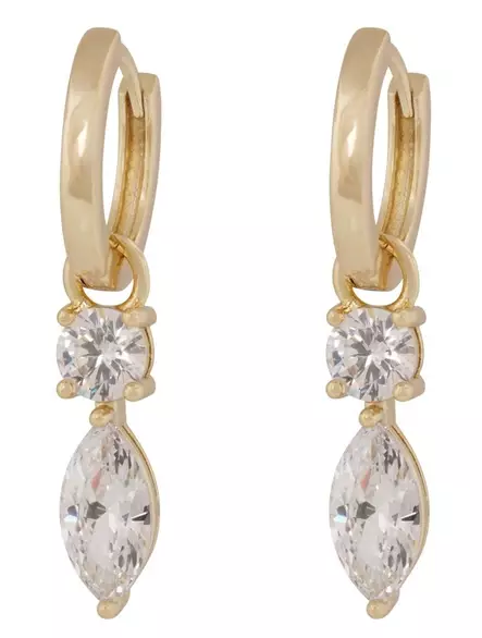 Snö of Sweden Earrings Eira long gold/clear - Earrings - 140049 - 1