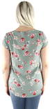 Only T-Shirt Vic chinois, green/red roses - Women's T-shirts - 128469 - 2