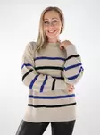 JDY women's cotton sweater Stripe chateau gray/surf - Women's knitwear - 136889 - 1