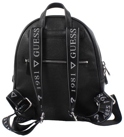 black leather guess backpack
