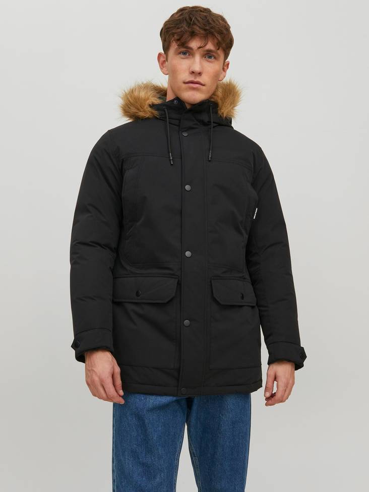 Jack&Jones Parka Coat Winner fur, black - Men's jackets - 132109 - 1