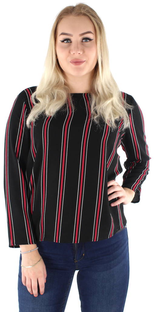 JDY Shirt 7/8, Black/Fuchsia stripe - Women's long sleeved shirts - 122059 - 1