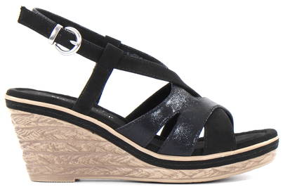 marco tozzi black wedge shoes