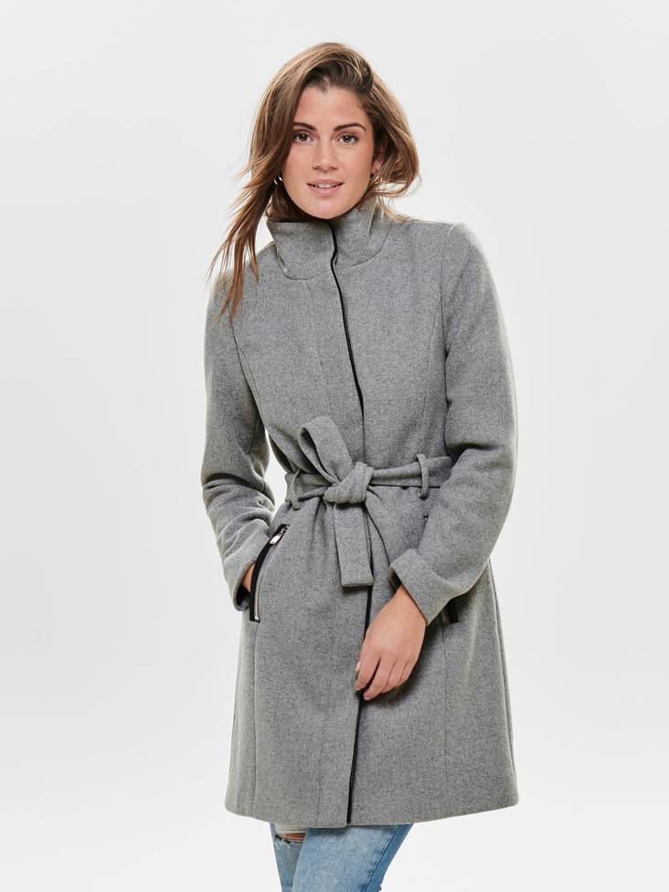 Only Wool Coat Michigan, Light Grey - Stilettoshop.eu webstore
