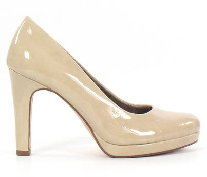 cream patent heels