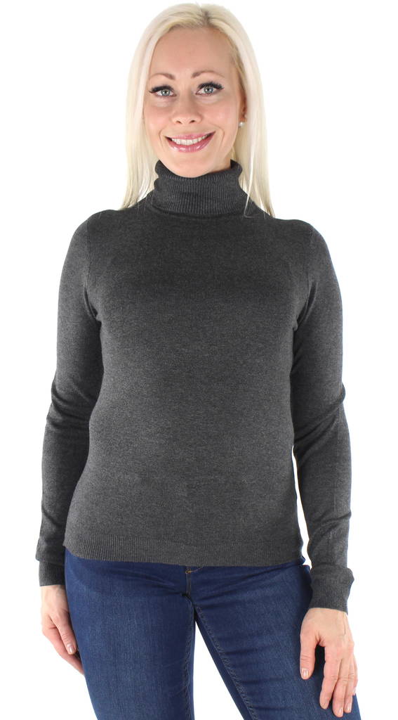 Vero Moda Sweater Glory rollneck, Dark Grey - Women's knitwear - 127119 - 1