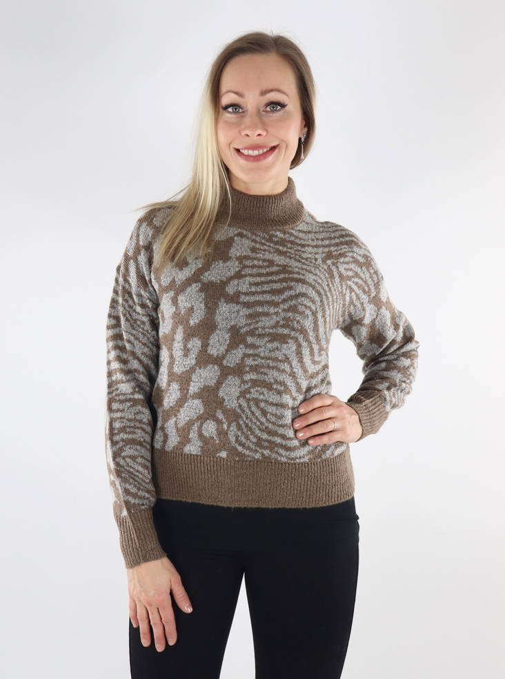 Vero Moda women's animal print sweater brown lentil - Women's knitwear - 134809 - 1