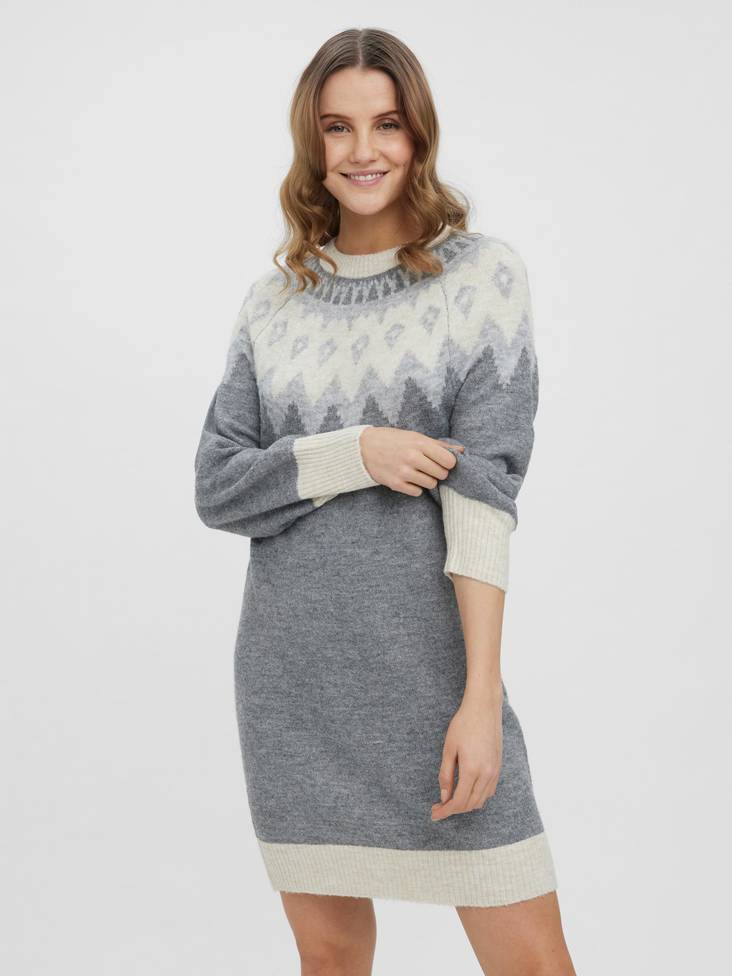 Vero Moda Knitted Dress Simonenew medium grey - Women's knitwear - 132539 - 1