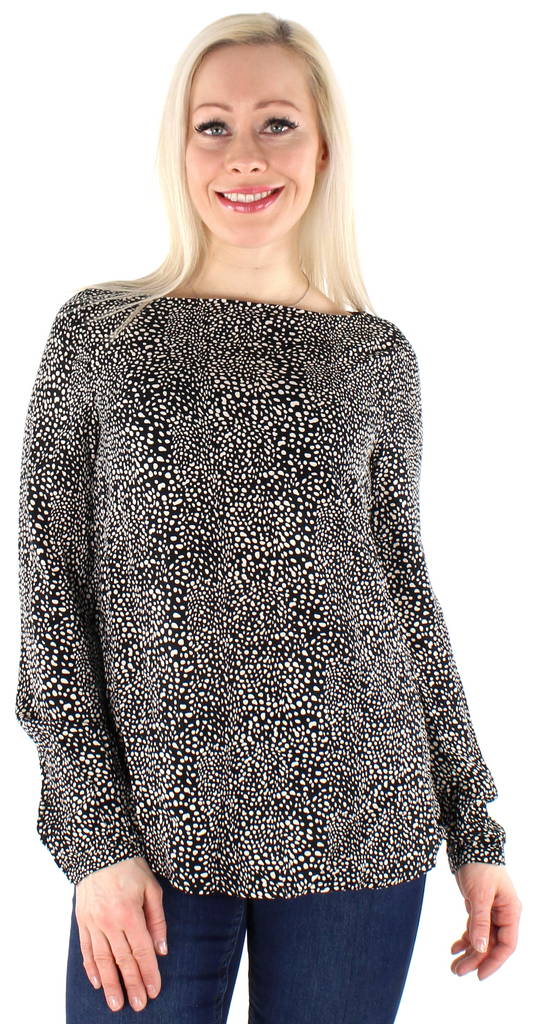 Vila Shirt Marisol boatneck, Black/White - Women's long sleeved shirts - 125599 - 1
