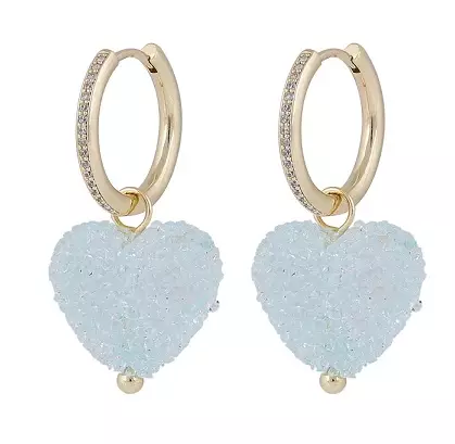 Snö of Sweden Earrings Sugar hearts gold/light blue - Earrings - 138769 - 1