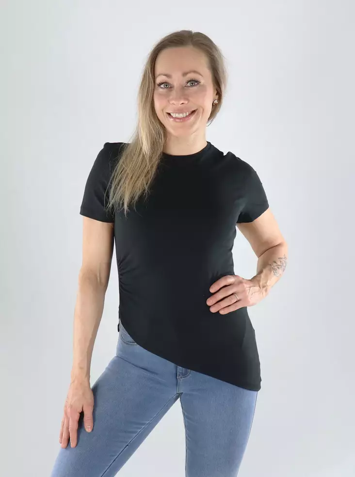 Only t-shirt ruching black - Women's T-shirts - 141259 - 1