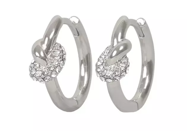 Snö of Sweden Earrings Everly small knot crystal ring silver/clear - Earrings - 141589 - 1