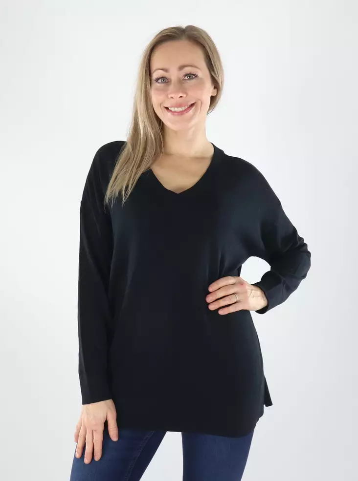 Vila Sweater VICLAUDIE V-NECK Black Beauty - Women's knitwear - 141809 - 1