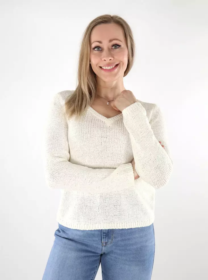 Only women's sweater V-Neck cloud dancer - Women's knitwear - 137709 - 1