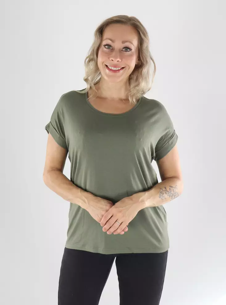 Only T-shirt ONLMOSTER S/S O-NECK TOP smokey olive - Women's T-shirts - 141549 - 1