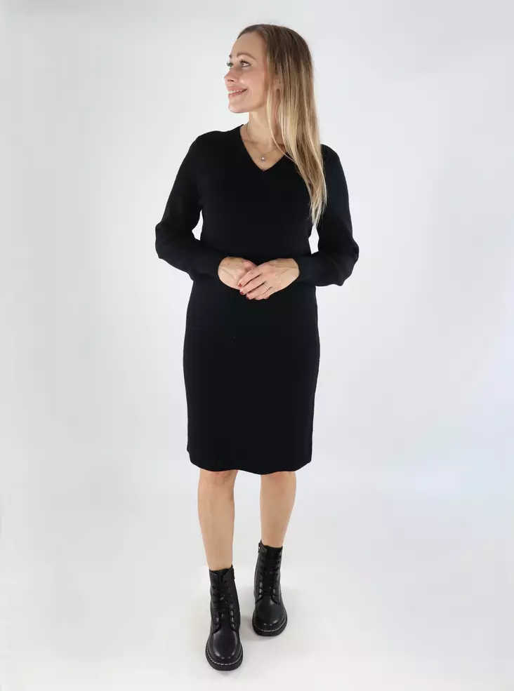 Only knit dress V-Neck black - Women's knitwear - 139219 - 1