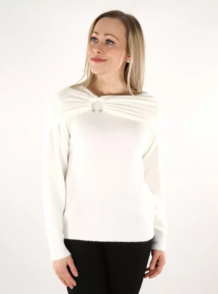Vila women's sweater Off Shoulder cloud dancer - Women's knitwear - 137539 - 1
